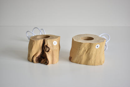 Wooden Base Tree Stump USB Light Sphere Stand (White Light)