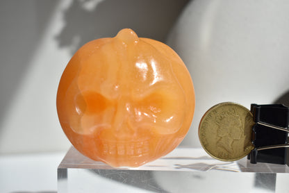 Orange Calcite Pumpkin Skull