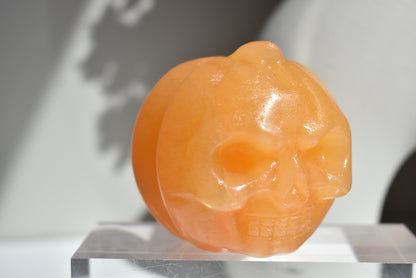 Orange Calcite Pumpkin Skull
