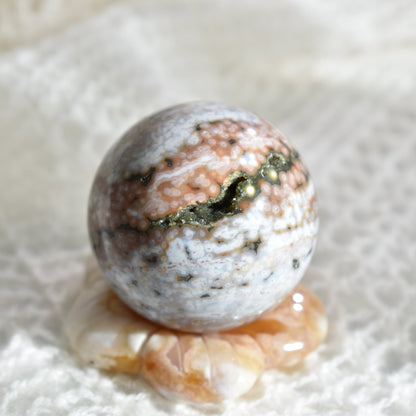 Old Stock Orbicular Ocean Jasper Sphere #4