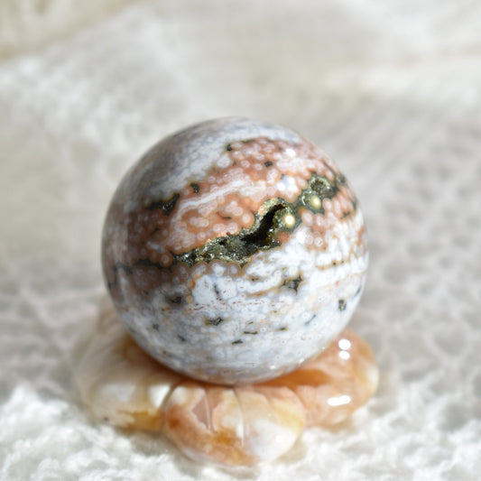 Old Stock Orbicular Ocean Jasper Sphere #4