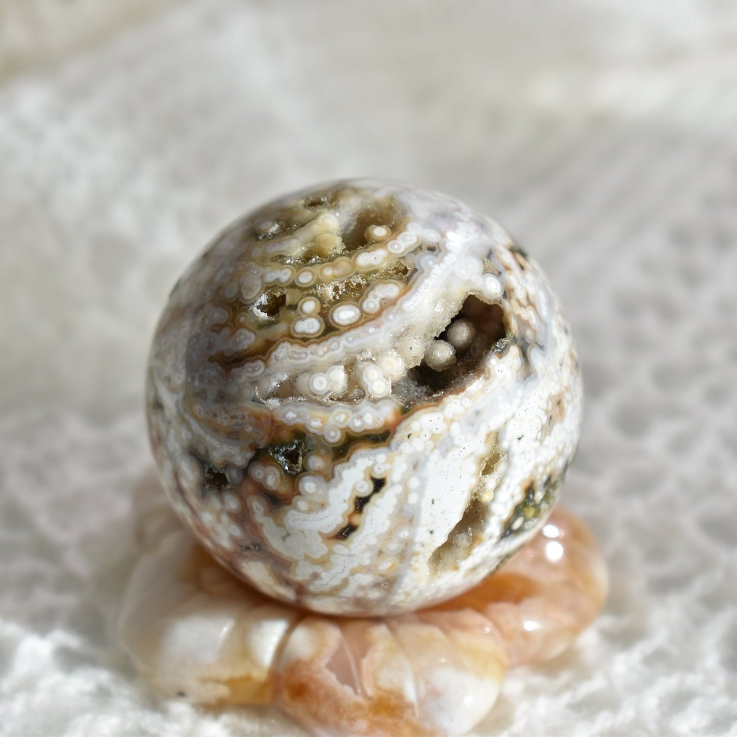 Old Stock Orbicular Ocean Jasper Sphere #3