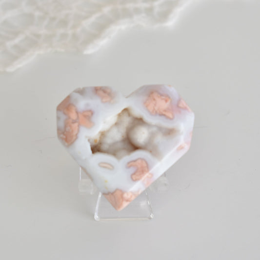 Druzy Cotton Candy Pink Agate Heart #2