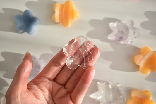 Clear Quartz Flower Worry Stone