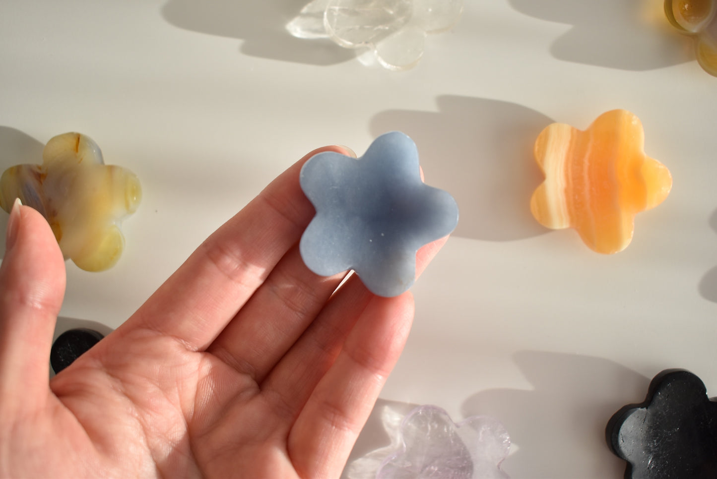 Angelite Flower Worry Stone