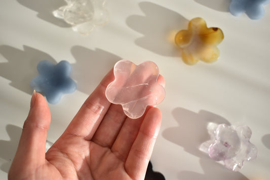 Rose Quartz Flower Worry Stone