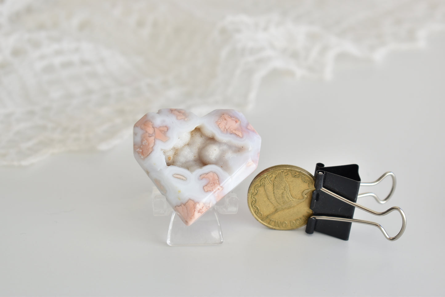 Druzy Cotton Candy Pink Agate Heart #2