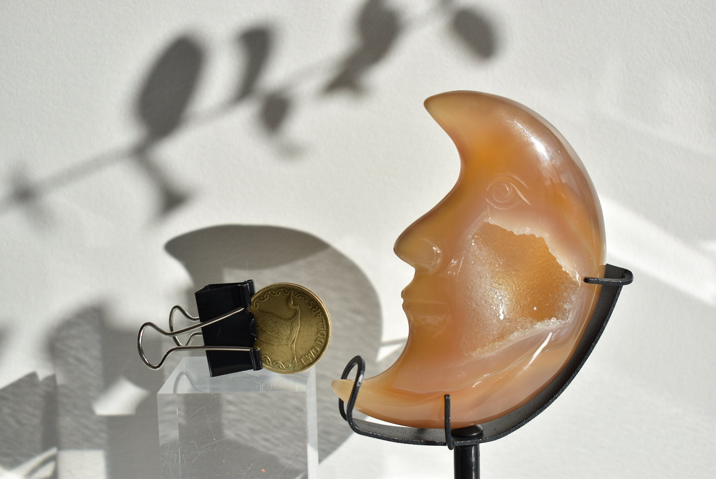 Agate Druzy Moon With Stand