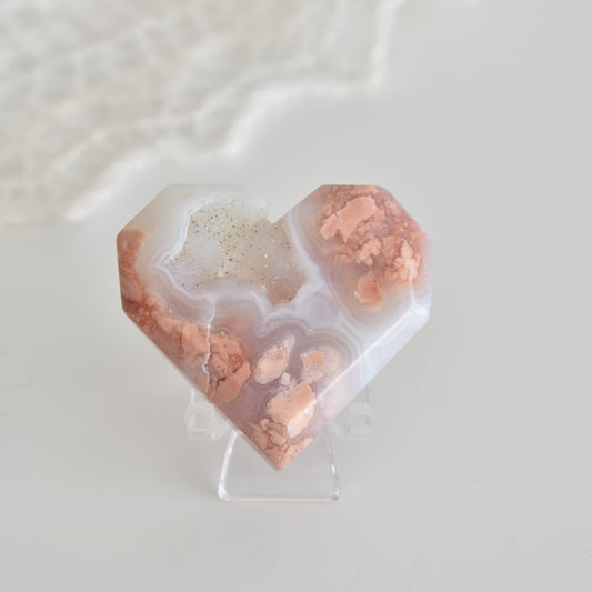 Druzy Cotton Candy Pink Agate Heart #1