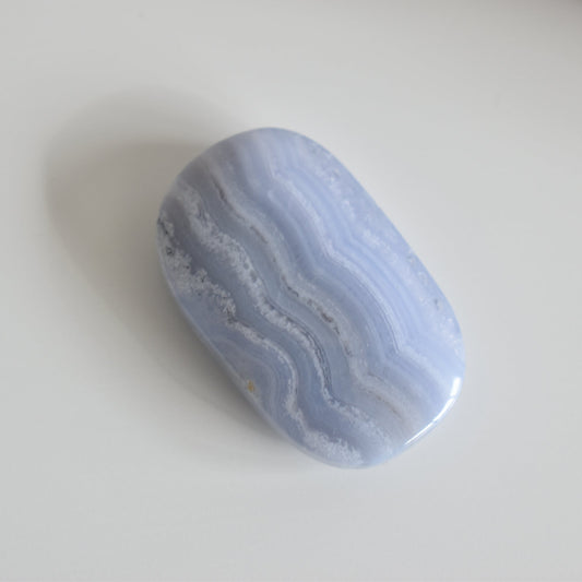 Druzy Blue Lace Agate Palm Stone