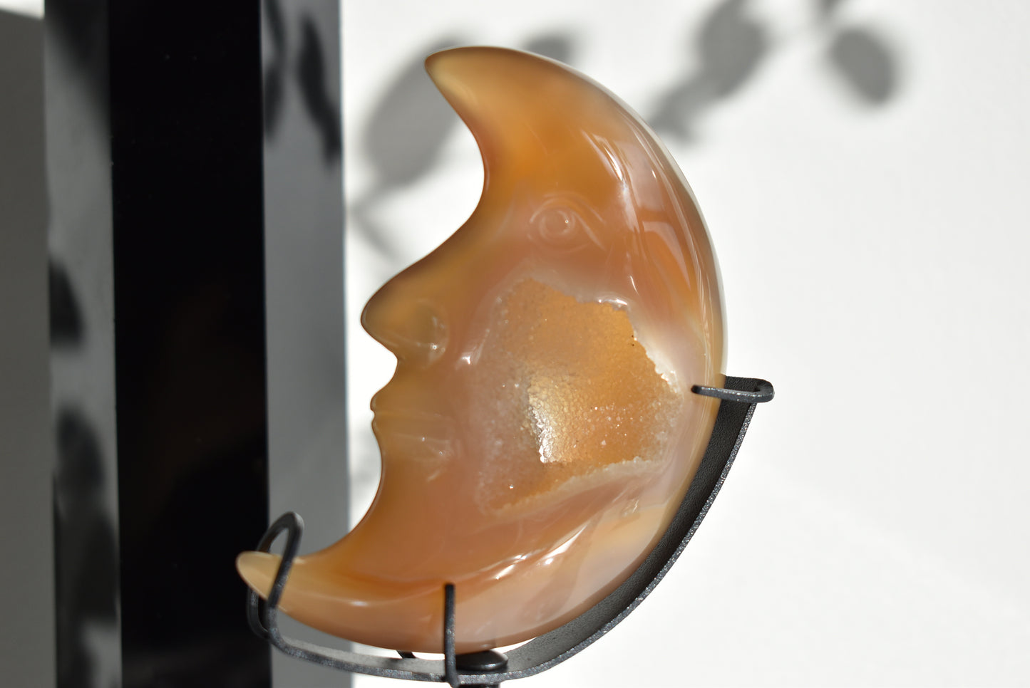 Agate Druzy Moon With Stand