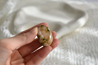 Old Stock Orbicular Ocean Jasper Palm Stone #5