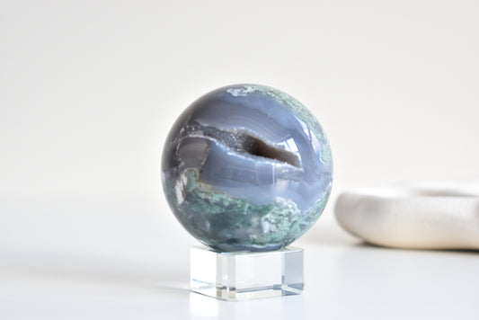 Druzy Moss Agate Sphere