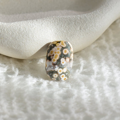 Old Stock Orbicular Ocean Jasper Palm Stone #4