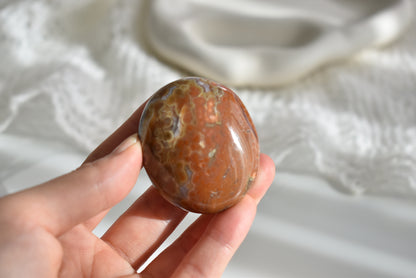 Old Stock Orbicular Ocean Jasper Palm Stone #2