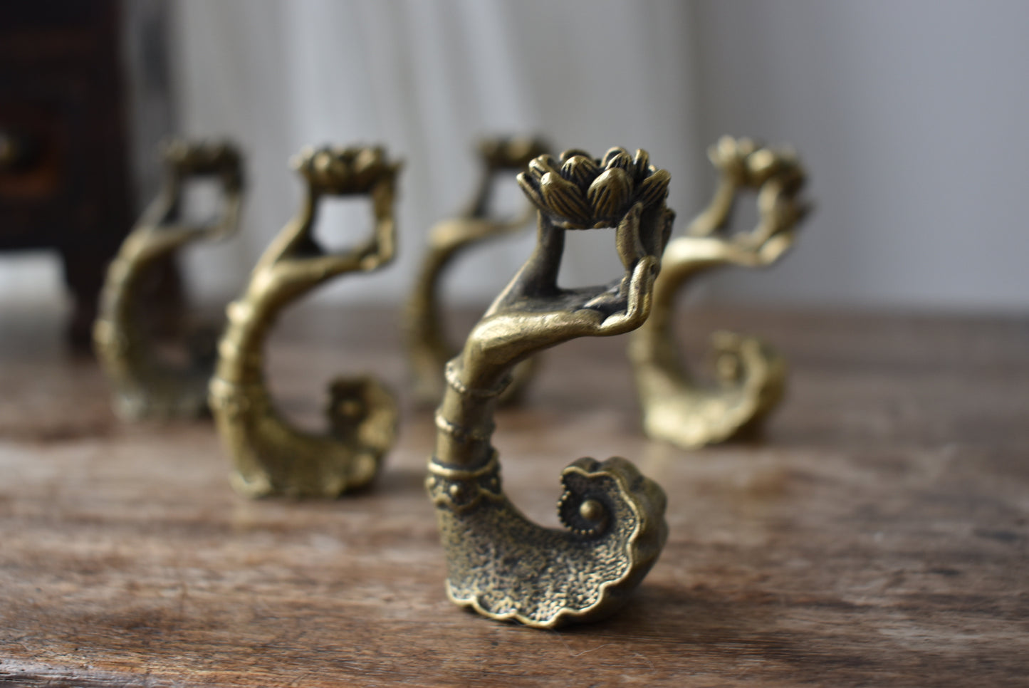 Vintage Lotus Brass Incense Holders
