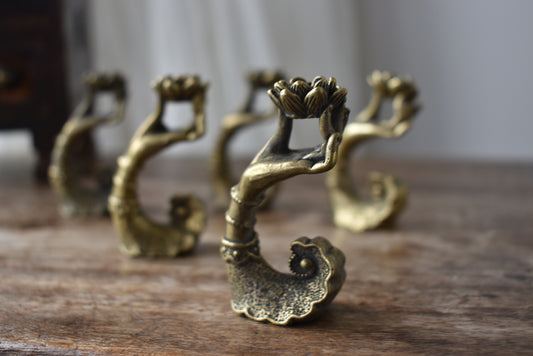 Vintage Lotus Brass Incense Holders