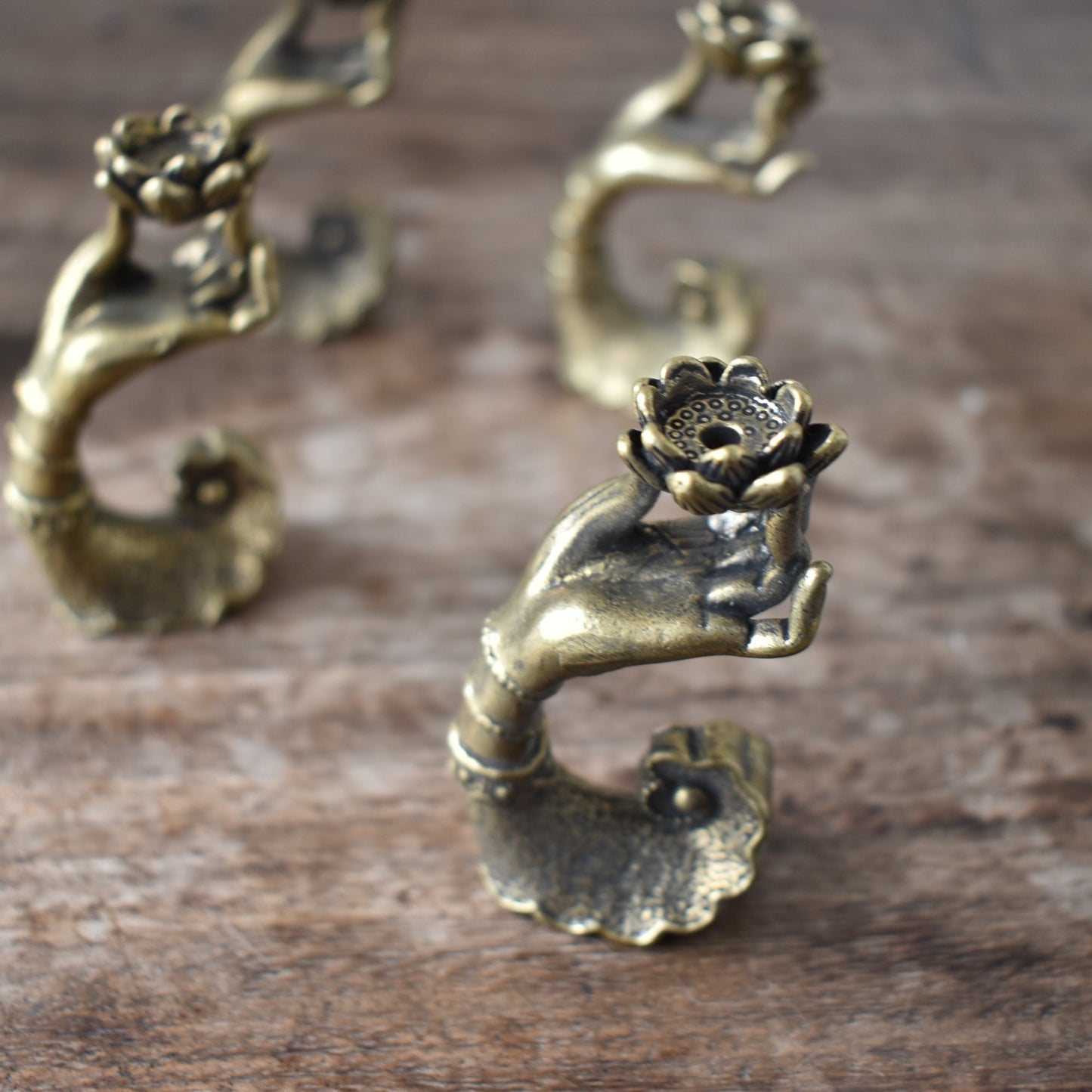 Vintage Lotus Brass Incense Holders
