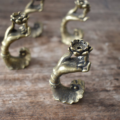 Vintage Lotus Brass Incense Holders