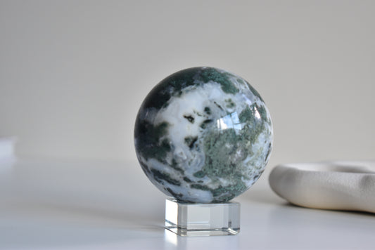 Druzy Moss Agate Sphere 77mm