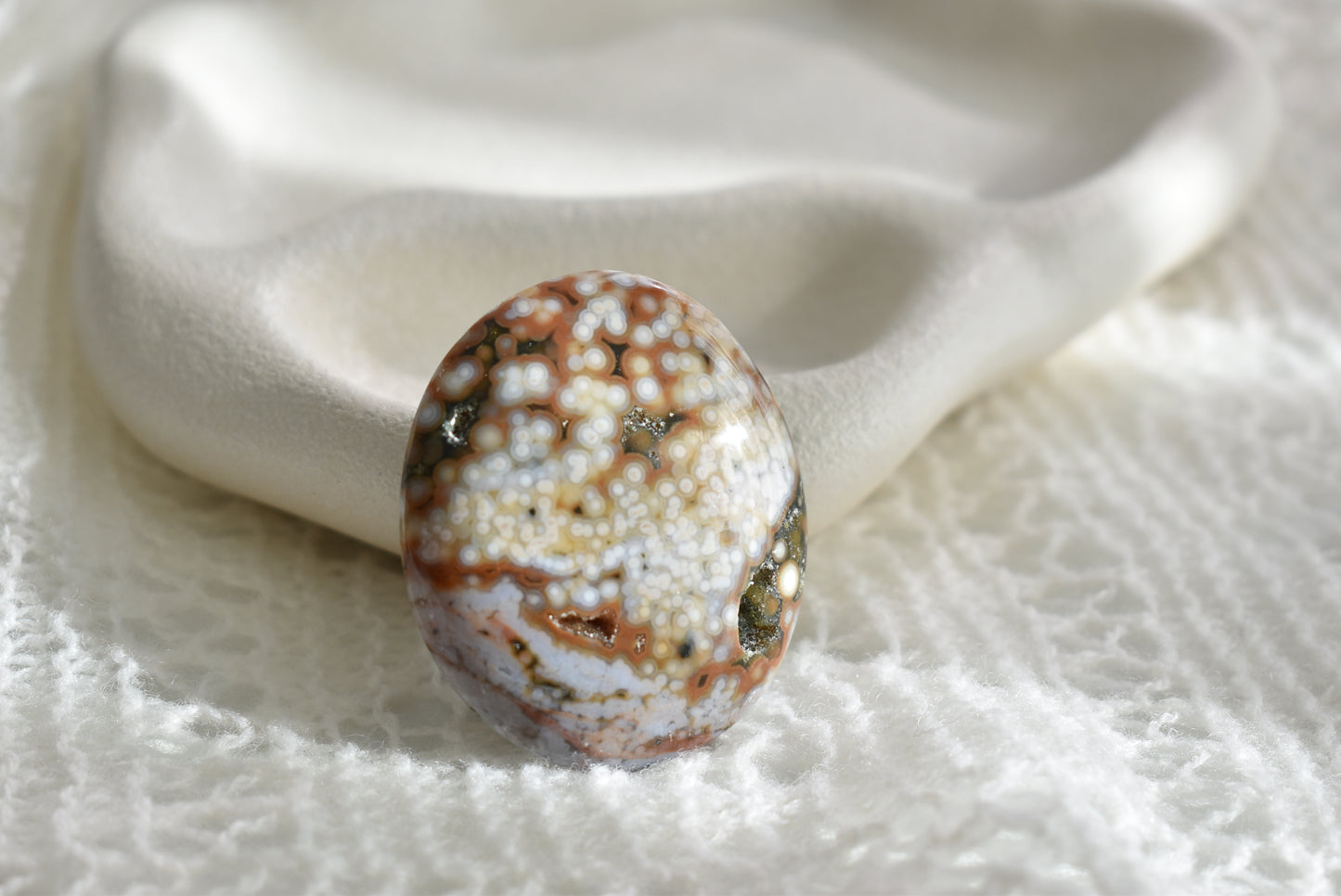 Old Stock Orbicular Ocean Jasper Palm Stone #1
