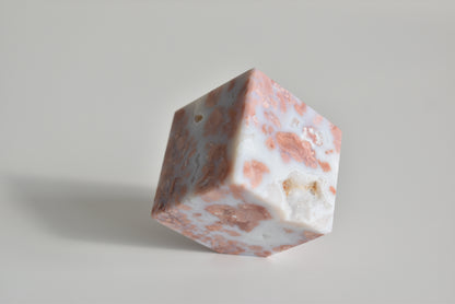 Cotton Candy Agate Cube with Druzy