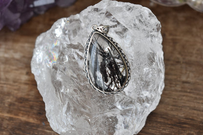Black Tourmaline Sterling Sliver Pendant