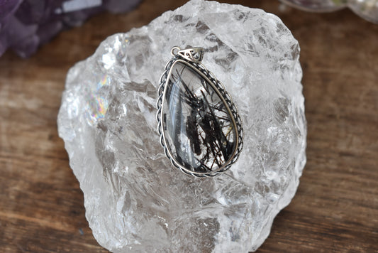 Black Tourmaline Sterling Sliver Pendant