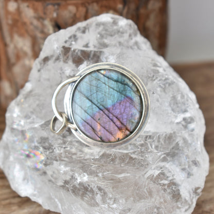 Pink&Blue Labradorite Sterling Sliver Pendant