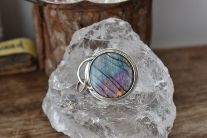 Pink&Blue Labradorite Sterling Sliver Pendant