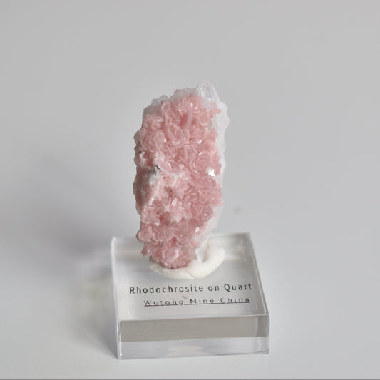 Rhodochrosite on Quartz (with pyrite) Specimen