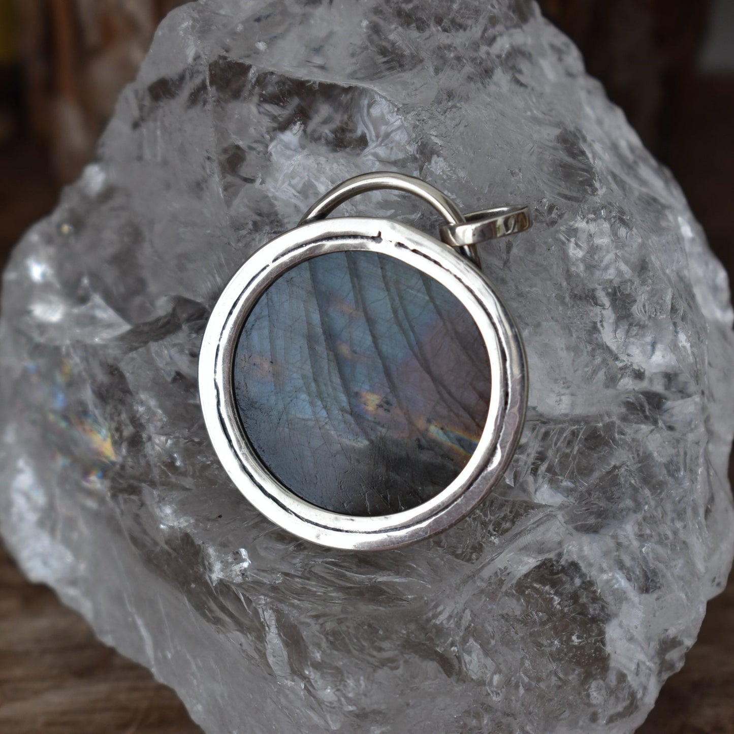 Pink&Blue Labradorite Sterling Sliver Pendant