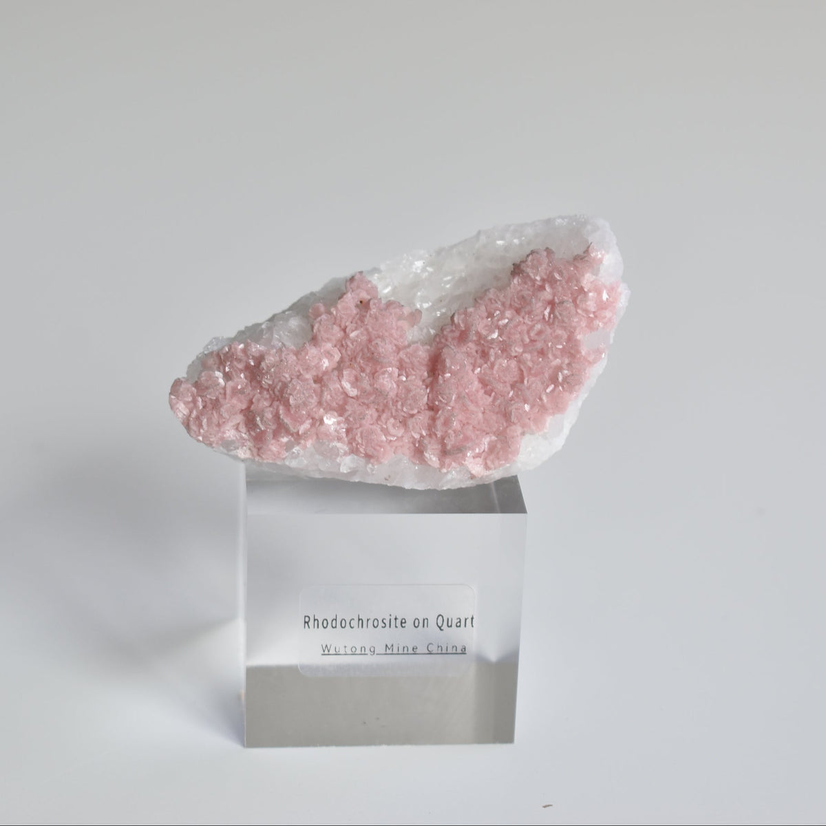 Rhodochrosite on Quartz (with pyrite) Specimen