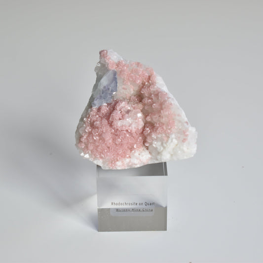 Rhodochrosite on Quartz with Fluorite and Pyrite Specimen