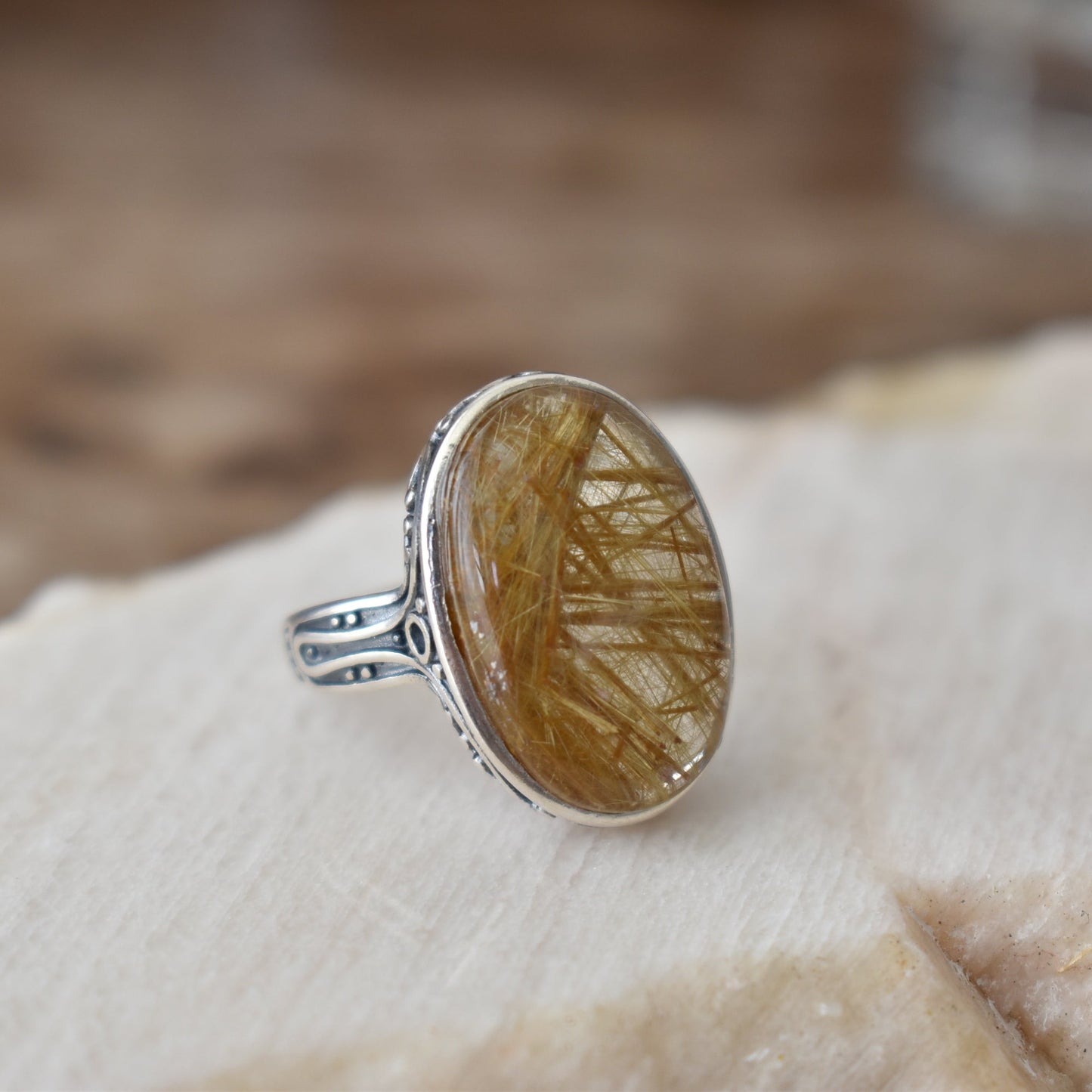 Golden Rutilated Ring (adjustable)