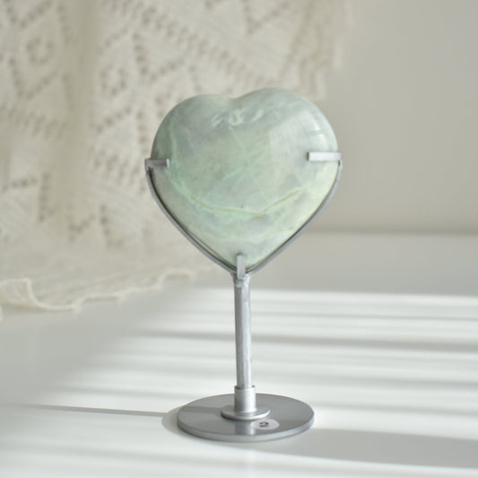 Green Moonstone Heart with Custom Stand #2