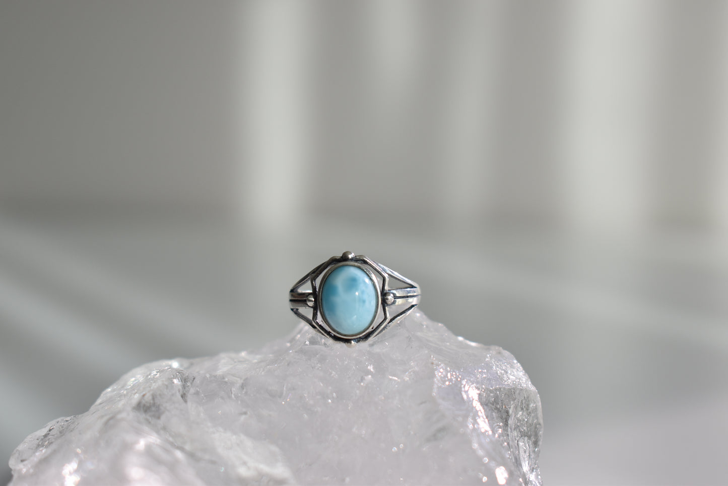 Larimar Sterling Sliver Ring Adjustable