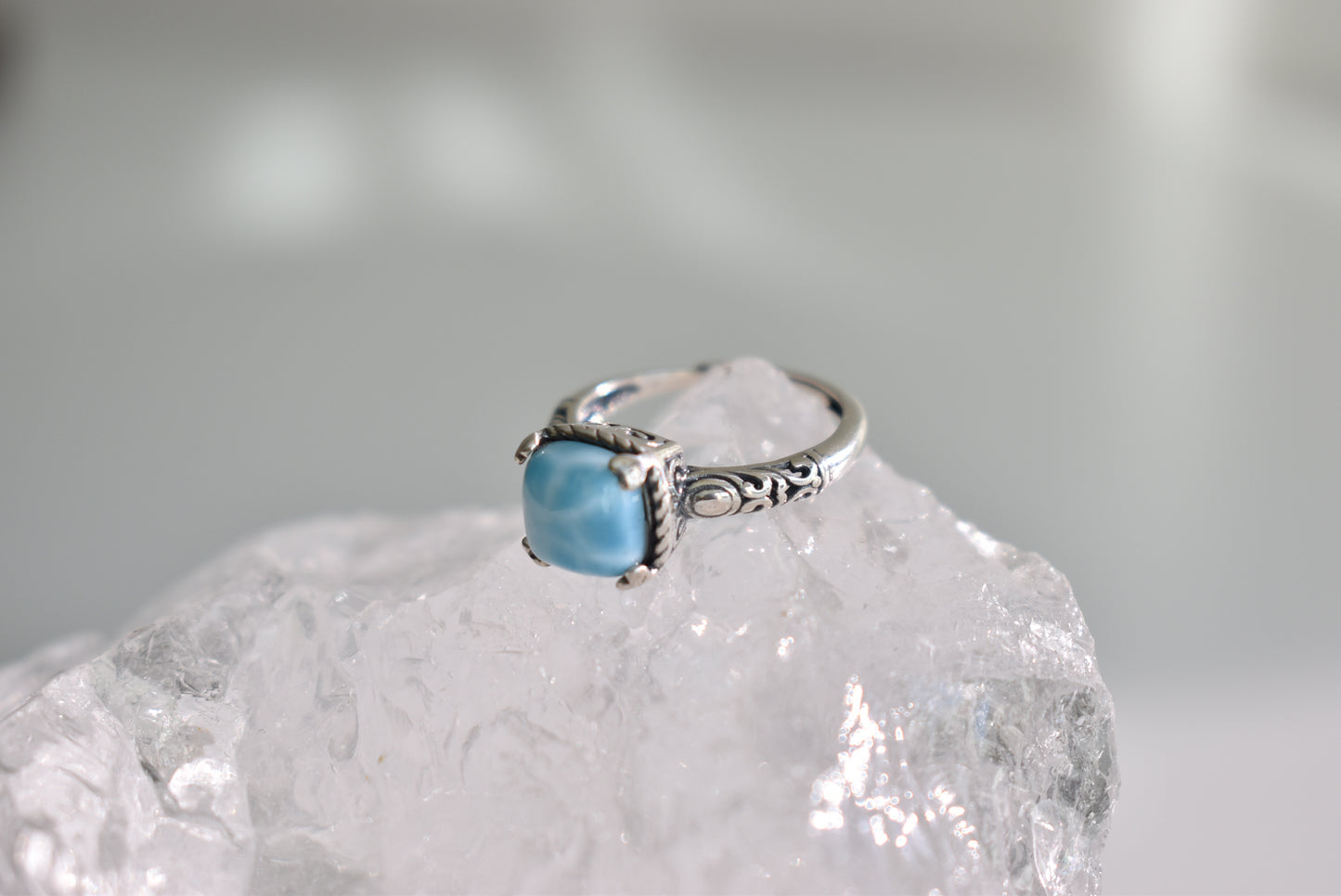 Larimar Sterling Sliver Ring Adjustable