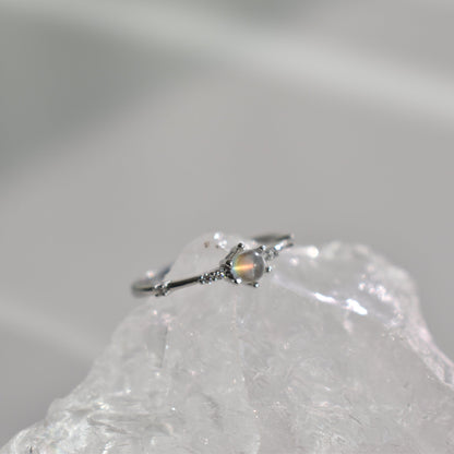 Madagascar Rainbow Moonstone Sterling Sliver Ring Adjustable