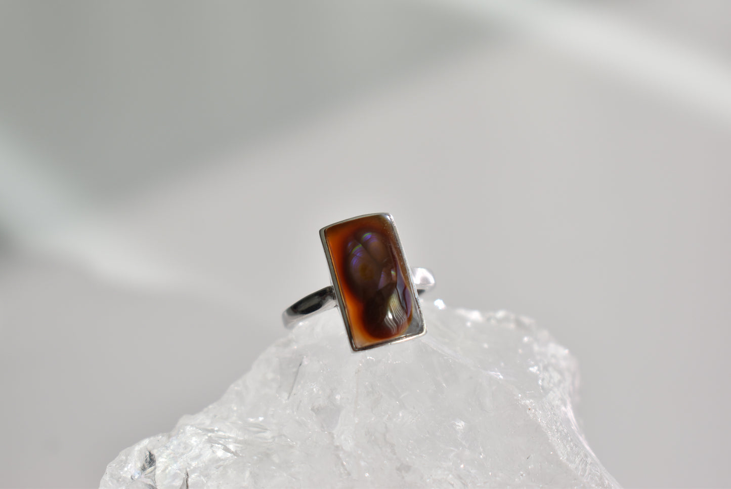 Mexican Fire Agate Sterling Sliver Ring Adjustable