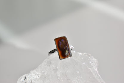 Mexican Fire Agate Sterling Sliver Ring Adjustable