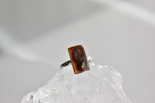 Mexican Fire Agate Sterling Sliver Ring Adjustable