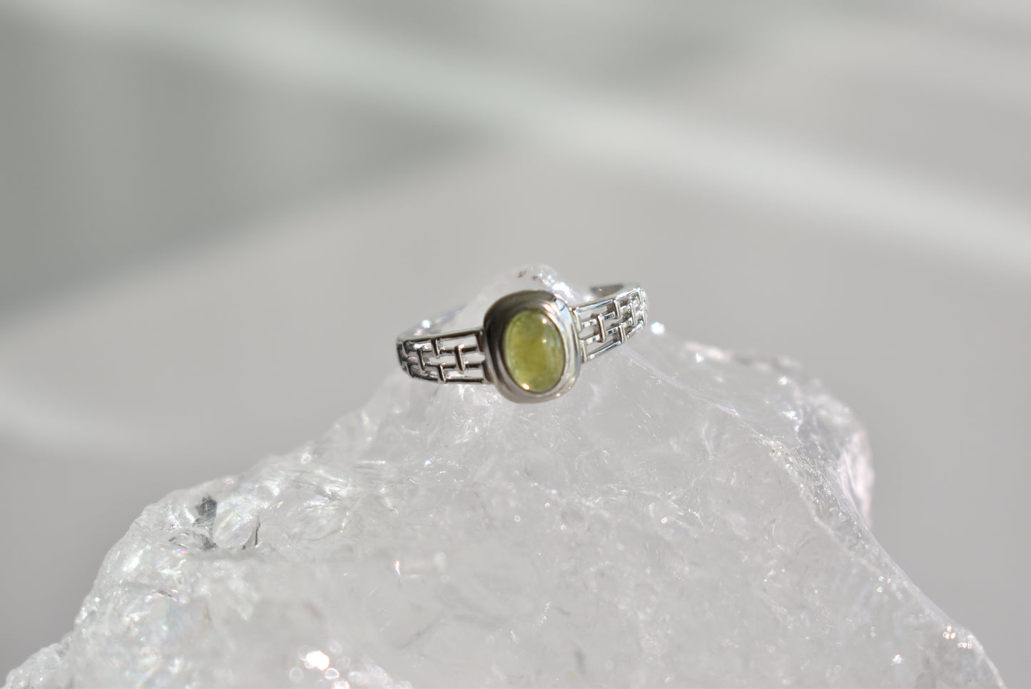 Green Tourmaline Sterling Sliver Ring Adjustable