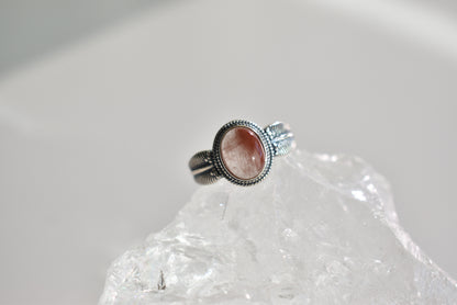Red Amphibole Sterling Silver Ring Adjustable