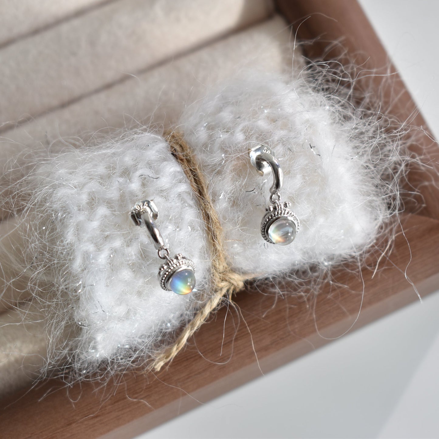 Madagascar Rainbow Moonstone Sterling Sliver Drop Earring