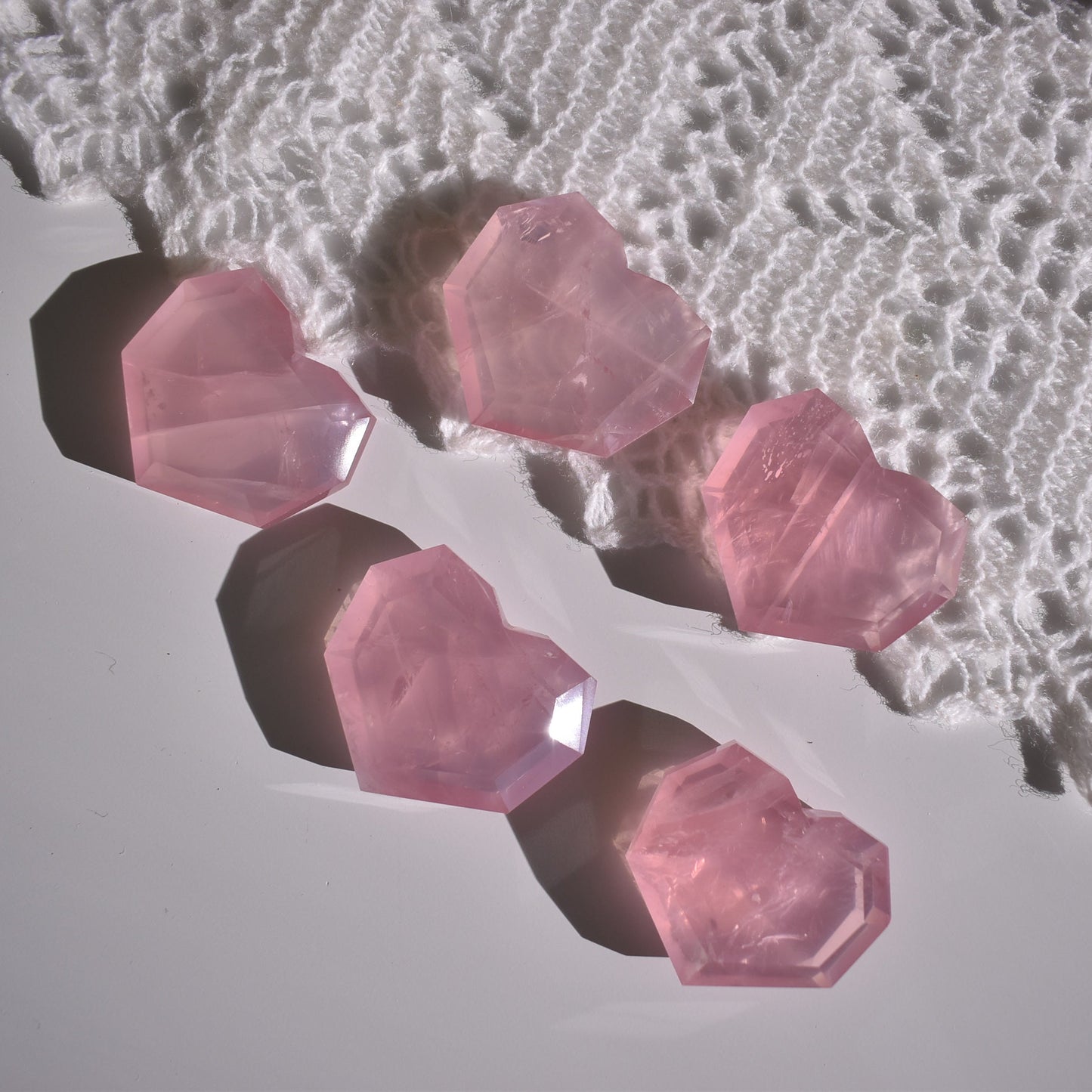 Rose Quartz Facet Heart