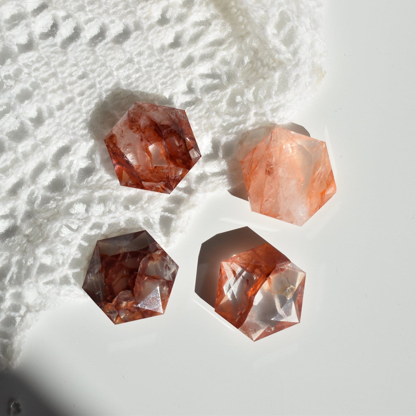 Faceted Fire (Hematoid) Quartz Hexagon