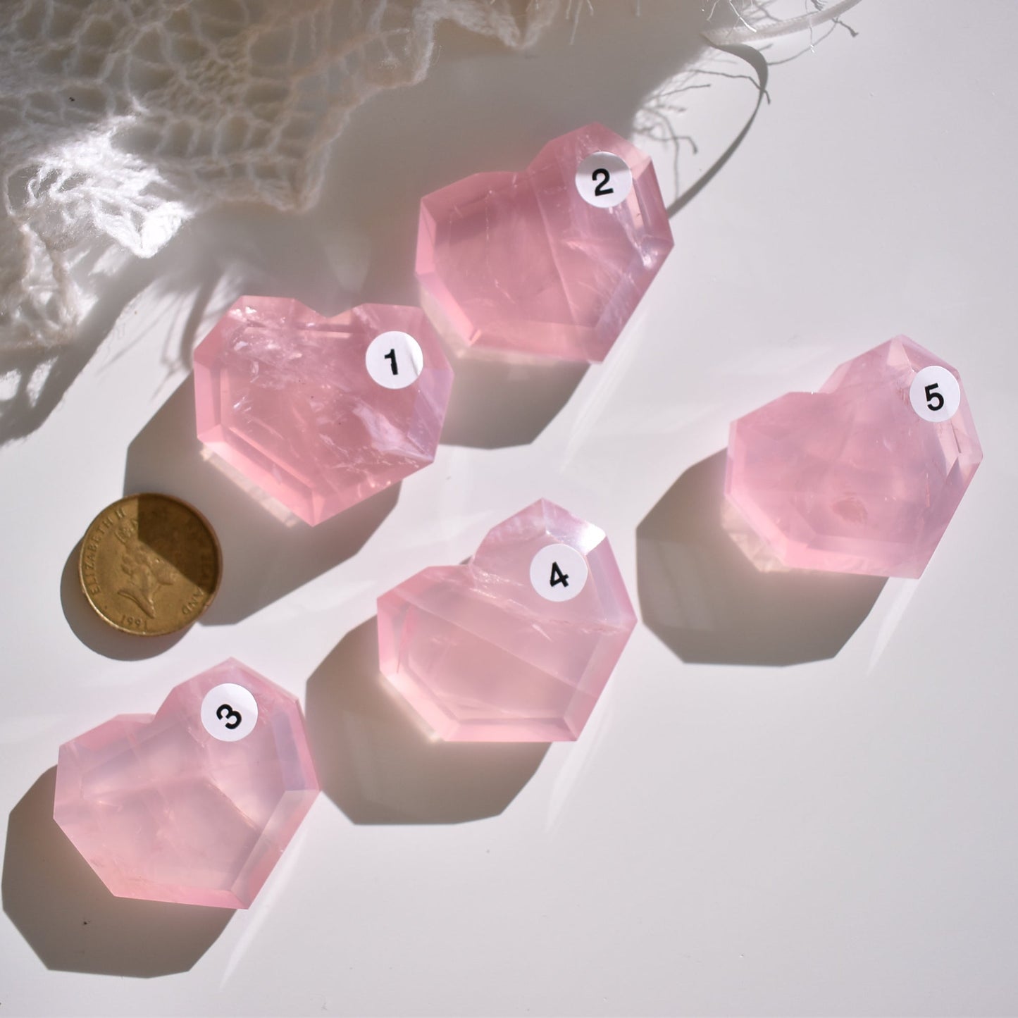 Rose Quartz Facet Heart