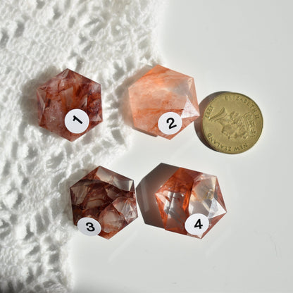 Faceted Fire (Hematoid) Quartz Hexagon