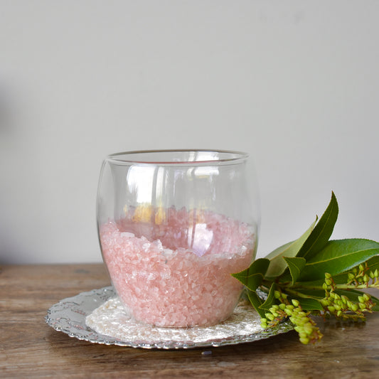 Rose Quartz Chip Glass Cup